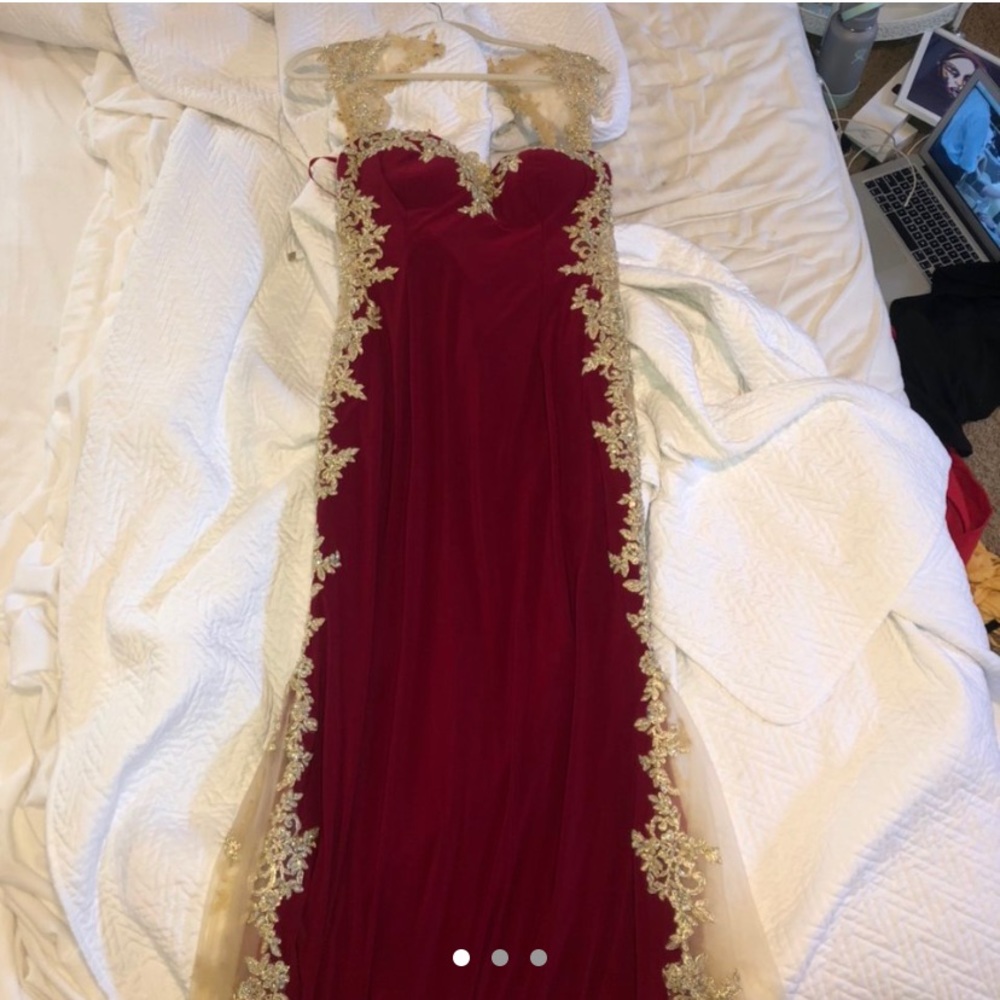 Red & Gold Prom Dress